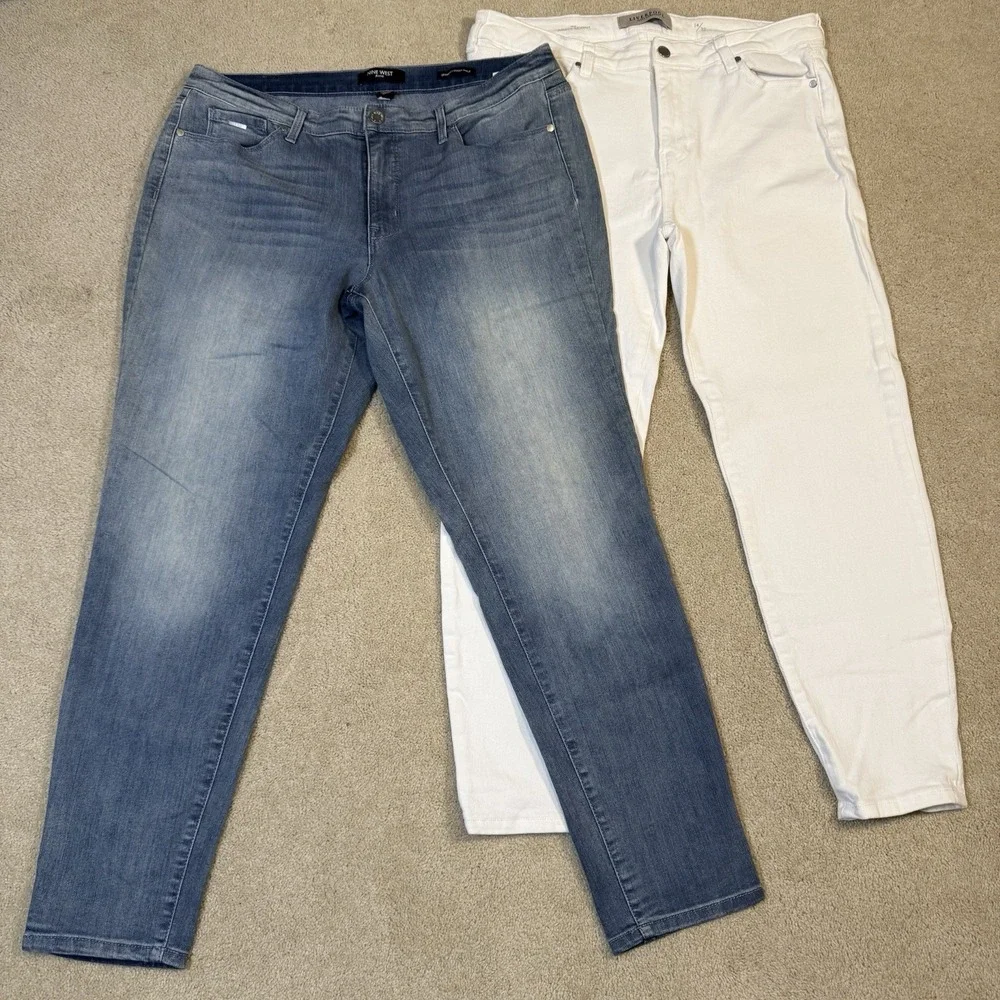 Women's 14 Classic Skinny Jeans Liverpool NYDJ Lot of 5 Medium Dark White Wash - Picture 3 of 5